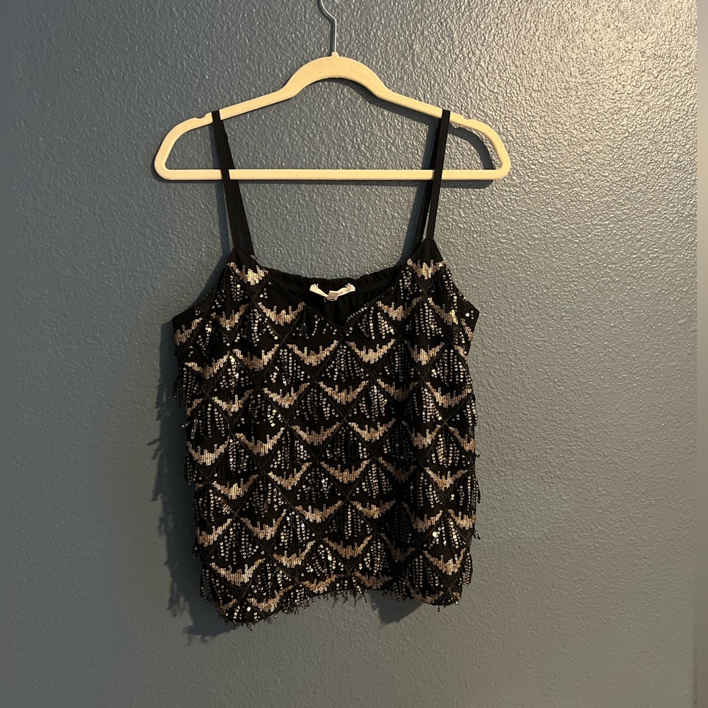 ☀️2/$29 sale! Anthropologie Orinda sequin fringe tank top